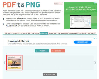 PDF2PNG – PDF-Dateien zu Bilddateien konvertieren