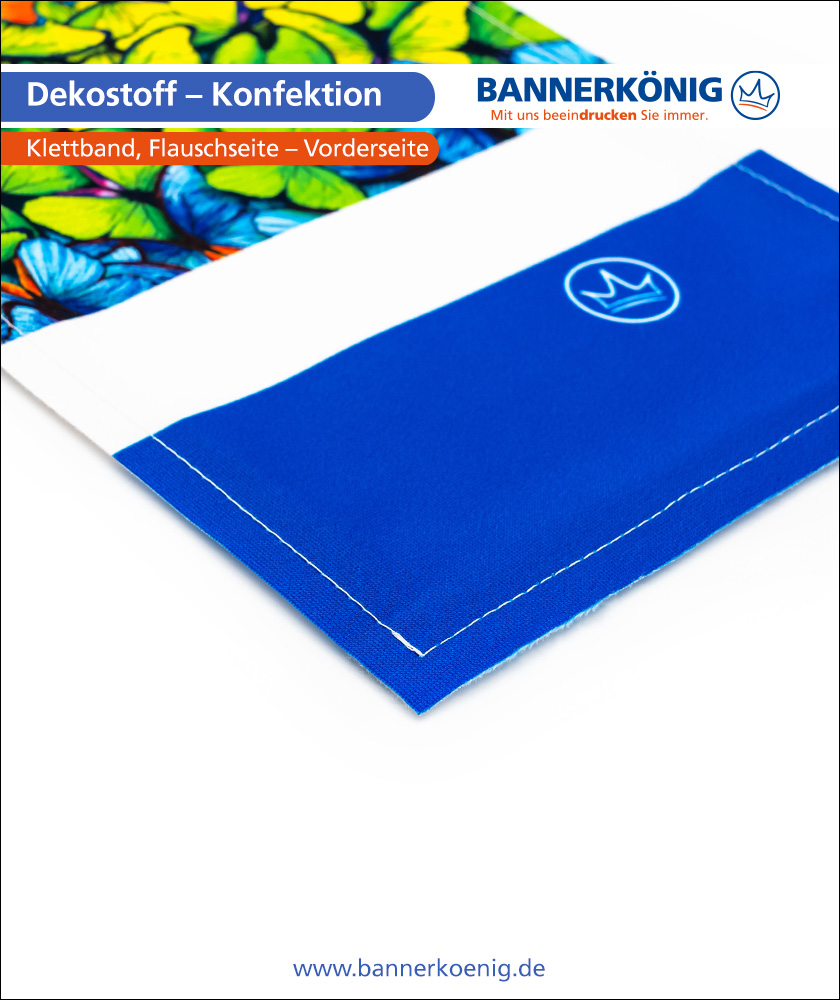 Dekostoff – Konfektion Klettband, Flauschseite, Vorderseite