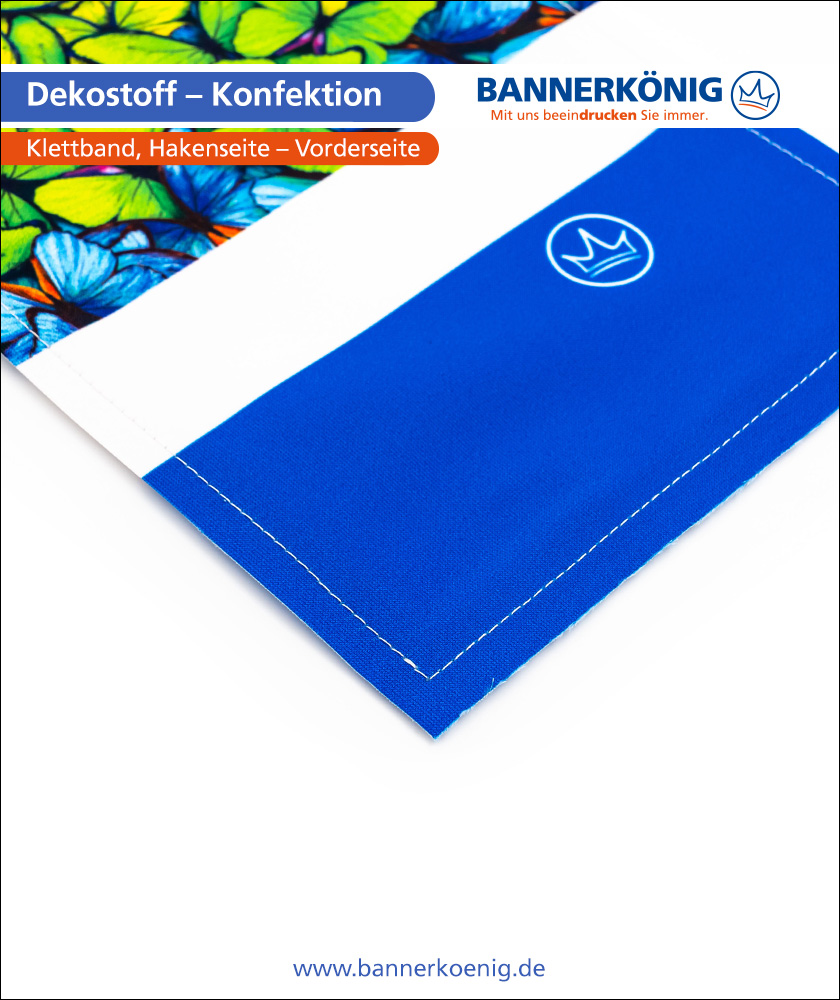 Dekostoff – Konfektion Klettband, Hakenseite, Vorderseite